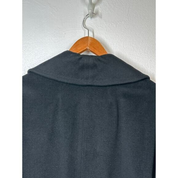 VTG 100% Chinese Cashmere Trench Coat M Black Ultra Soft Lined Luxury Minimalist - Picture 7 of 13